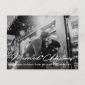 Moderne kerst-overlay voor pasgetrouwde stellen briefkaart (Voorkant)