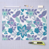 Moderne Kerst Paarse Blauwgroen Bloemen Vakantie Tissuepapier (Craft)