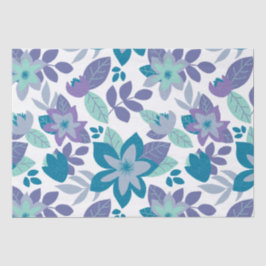 Moderne Kerst Paarse Blauwgroen Bloemen Vakantie Tissuepapier