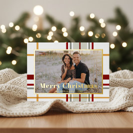 Moderne Kerst Plaid Landschaps Fotokaart Folie Feestdagenkaart