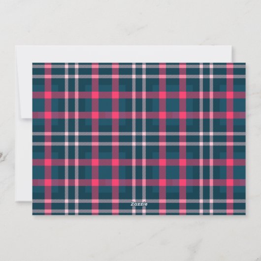 Moderne Kerst Plaid Tartan Patroon Feestdagenkaart (Achterkant)