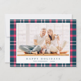 Moderne Kerst Plaid Tartan Patroon Feestdagenkaart