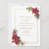 Moderne kerst Poinsettia bruiloft uitnodiging (Voorkant)
