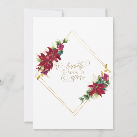 Moderne kerst Poinsettia bruiloft uitnodiging (Achterkant)