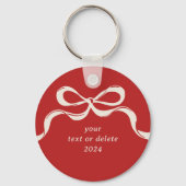 Moderne Kerst Red Bows Trendy Vakantie Sleutelhanger (Achterkant)