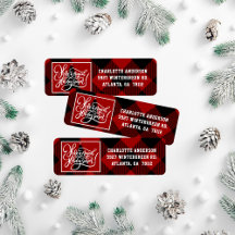 Moderne Kerst Red Buffalo Plaid Adres