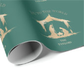 Moderne Kerst Religieuze Geboorte Mary & Joseph Cadeaupapier (Rol Hoek)