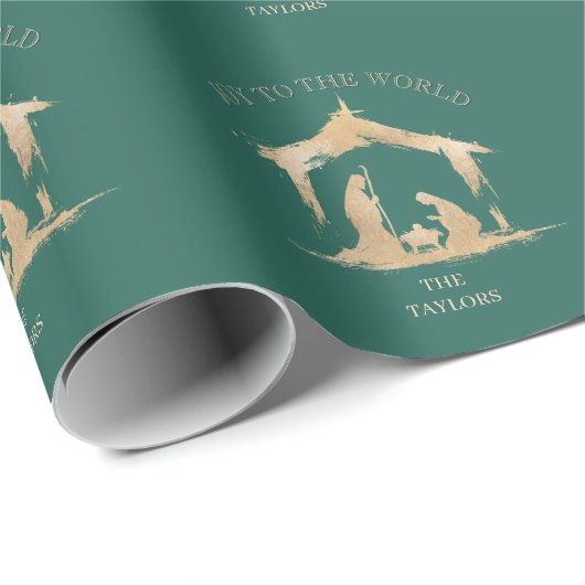 Moderne Kerst Religieuze Geboorte Mary & Joseph Cadeaupapier (Rol Hoek)