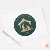 Moderne Kerst Religieuze Geboorte Mary & Joseph Ronde Sticker (Envelop)