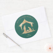 Moderne Kerst Religieuze Geboorte Mary & Joseph Ronde Sticker (Envelop)