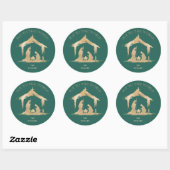 Moderne Kerst Religieuze Geboorte Mary & Joseph Ronde Sticker (Vel)
