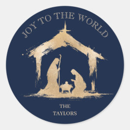 Moderne Kerst Religieuze Geboorte Mary & Joseph Ronde Sticker