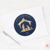 Moderne Kerst Religieuze Geboorte Mary & Joseph Ronde Sticker (Envelop)