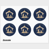 Moderne Kerst Religieuze Geboorte Mary & Joseph Ronde Sticker (Vel)