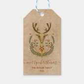 Moderne Kerst Rendier Bos Winter Cadeaulabel (Voorkant)