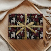 Moderne Kerst Rendier Rood en Goud Patroon Cadeaupapier
