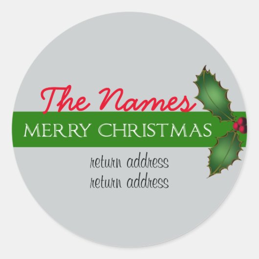 Moderne kerst retour adres envelop sluitingen ronde sticker (Voorkant)