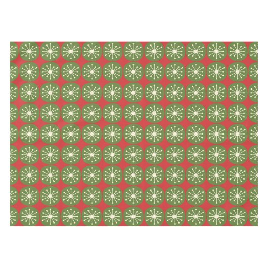 Moderne Kerst Retro Atomic Stippen Tafelkleed (Voorkant (Horizontaal))
