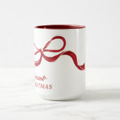 Moderne Kerst Retro Red Bows Vakantie Mok (Midden)
