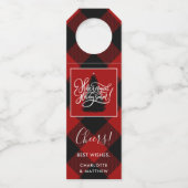 Moderne Kerst Rode Buffel Plaid Flessenhanger (Voorkant)