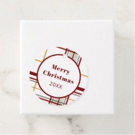 Moderne Kerst Rode Groene Gouden Plaid Bedankjes Labels