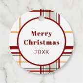 Moderne Kerst Rode Groene Gouden Plaid Bedankjes Labels (Voorkant)