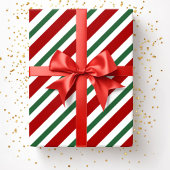 Moderne Kerst Rode Groene Strepen Kerstmis Cadeaupapier