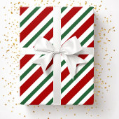 Moderne Kerst Rode Groene Strepen Kerstmis Cadeaupapier