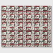 Moderne Kerst Rood & Goud 6 Fotocollage Cadeaupapier (Vlak)