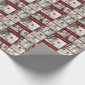Moderne Kerst Rood & Goud 6 Fotocollage Cadeaupapier (Hoek)