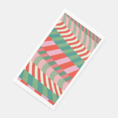Moderne Kerst Rood Groen Roze Geometrische Strepen Servet (Hoek)