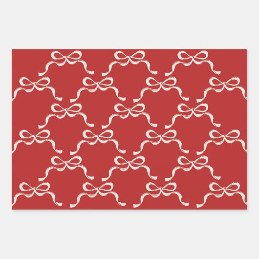 Moderne Kerst Rood Groen Wit Retro Bogen Inpakpapier Vel (Voorkant)