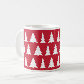 Moderne Kerst Rood Witte Boom Patroon Koffiemok (Voorkant links)