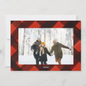 Moderne Kerst Rood Zwart Plaid Foto Lijst Feestdagenkaart (Achterkant)