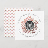 Moderne Kerst Roze Gouden Krans Foto Feestdagenkaart (Voorkant / Achterkant)