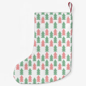 Moderne Kerst Roze Groene Kerstbomen Kleine Kerstsok (Achterkant)
