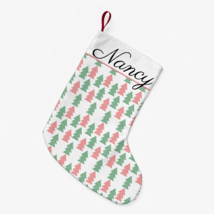 Moderne Kerst Roze Groene Kerstbomen Kleine Kerstsok
