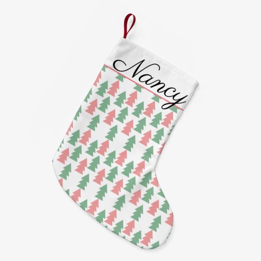 Moderne Kerst Roze Groene Kerstbomen Kleine Kerstsok (Voorkant (Hangend))