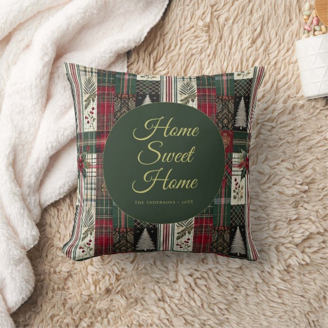 Moderne Kerst Rustiek Tartan Plaid Kussen (Deken)