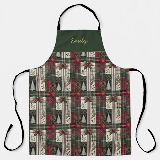 Moderne Kerst Rustiek Tartan Plaid Schort (Voorkant)