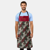 Moderne Kerst Rustiek Tartan Plaid Schort (Gedragen)