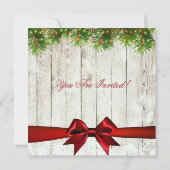 Moderne Kerst Rustieke Boom, Lichten & Rood Lint Kaart (Achterkant)