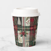 Moderne kerst rustieke speelpatroon papieren bekers (Achterkant)