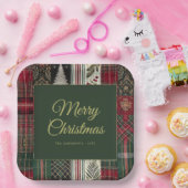 Moderne kerst rustieke speelpatroon papieren bordje (Feest)