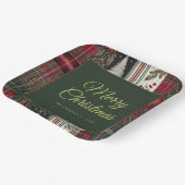 Moderne kerst rustieke speelpatroon papieren bordje (Gebogen)