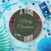 Moderne kerst rustieke speelpatroon papieren bordje (Feest)