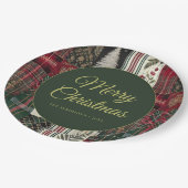 Moderne kerst rustieke speelpatroon papieren bordje (Gekanteld)