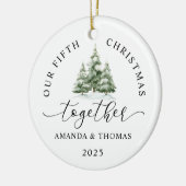 Moderne Kerst Samen Koppels Jubileum Keramisch Ornament (Links)