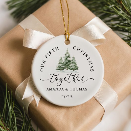 Moderne Kerst Samen Koppels Jubileum Keramisch Ornament