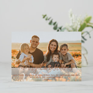 Moderne Kerst Script Familie Volledige Foto Folie Feestdagenkaart